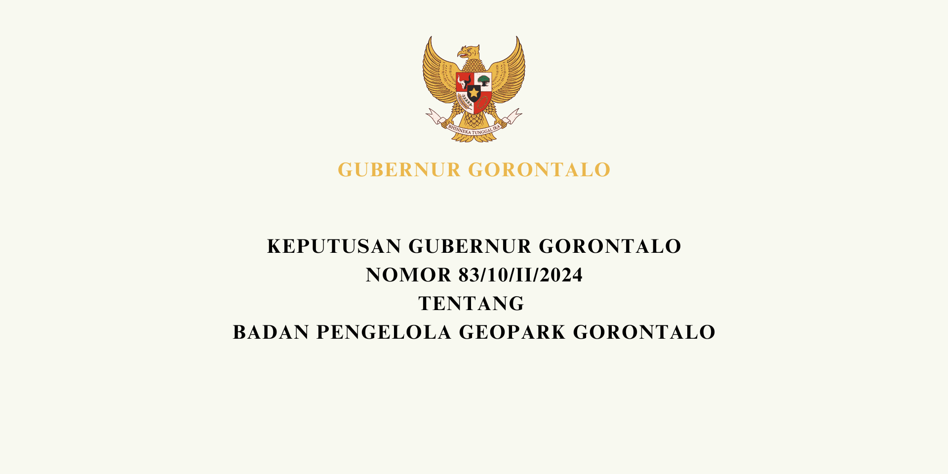 Keputusan Gubernur Gorontalo No. 83/10/II/2024